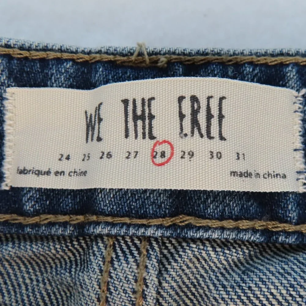 We the Free Zip it Up Denim Mini Skirt Distressed Frayed Raw Hem Blue Size 28 - Picture 8 of 12